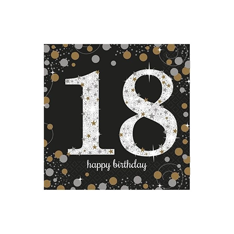 Servilletas 18 cumpleaños oro y negro 16 uni 33x33