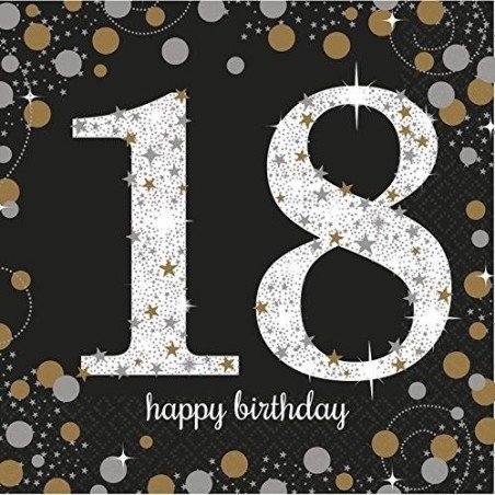 servilletas 18 cumpleanos oro y negro 16 uni 33x33 9900556 13051637200