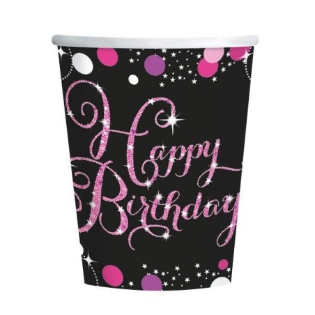 vasos 18 cumpleanos rosas y negros 8 uds 9900573 13051637378