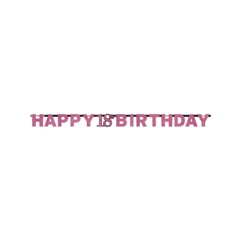 Guirnalda 18 cumpleaños rosa happy birthday 213 m