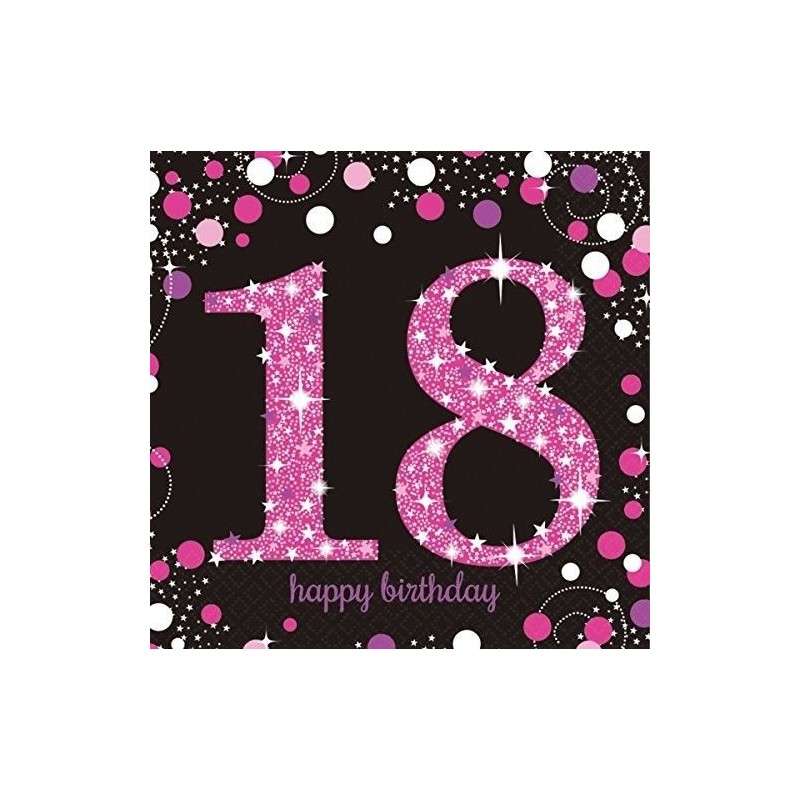 Servilletas 18 cumpleaños rosa 16 uds 33x33 cm