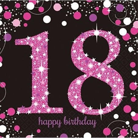 servilletas 18 cumpleanos rosa 16 uds 33x33 cm 9900579 13051637439