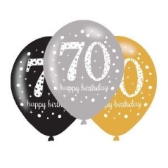 globos 70 cumpleanos oro plata y negro 6 uds latex 11 275cm 9900734 13051639037