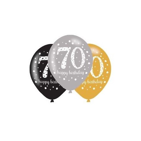 globos 70 cumpleanos oro plata y negro 6 uds latex 11 275cm 9900734 13051639037