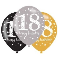 globos 18 cumpleanos oro plata y negro 6 uds latex 11 275cm 9900736 13051639051