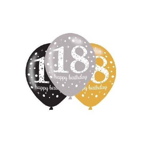 globos 18 cumpleanos oro plata y negro 6 uds latex 11 275cm 9900736 13051639051