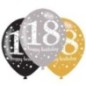 Globos 18 cumpleanos oro plata y negro 6 uds latex