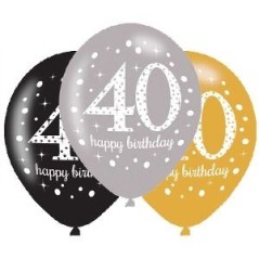 globos 40 cumpleanos oro plata y negro 6 uds latex 11 275cm 9900739 13051639082