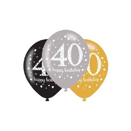 globos 40 cumpleanos oro plata y negro 6 uds latex 11 275cm 9900739 13051639082