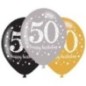 Globos 50 cumpleanos oro plata y negro 6 uds latex 275cm