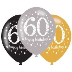 globos 60 cumpleanos oro plata y negro 6 uds latex 11 275cm 9900741 13051639105