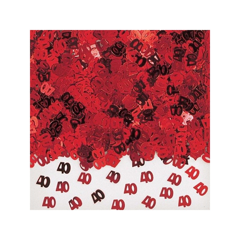 Confeti 40 cumpleaños rojo metalico 14g