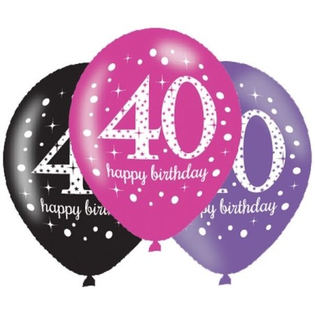 globos 40 cumpleanos rosas lilas y negros 6 uds 9900877 13051642334
