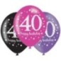 Globos 40 cumpleaños rosas lilas y negros 6 uds
