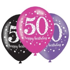 globos 50 cumpleanos rosas lilas y negros 6 uds 9900878 13051642341