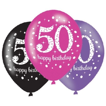 globos 50 cumpleanos rosas lilas y negros 6 uds 9900878 13051642341