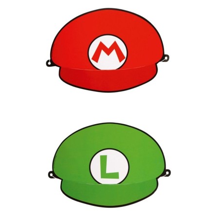gorros mario y luiggi papel 8 uds 9901544 13051695590