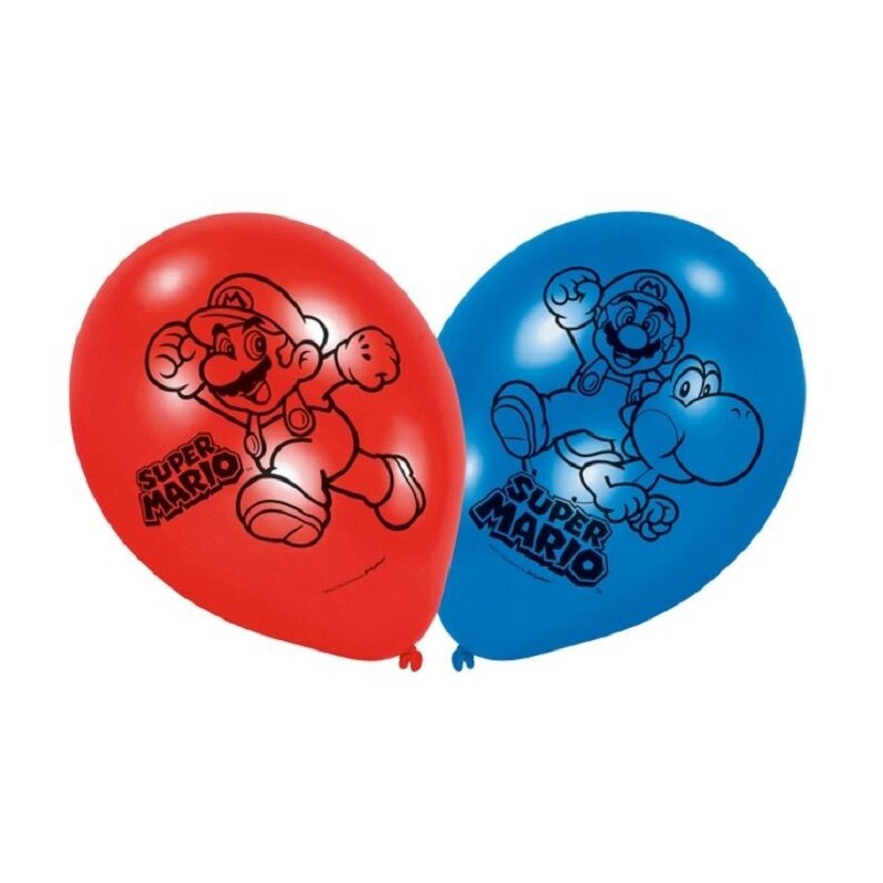 Globos Mario Bros 6 uds de 23 cm
