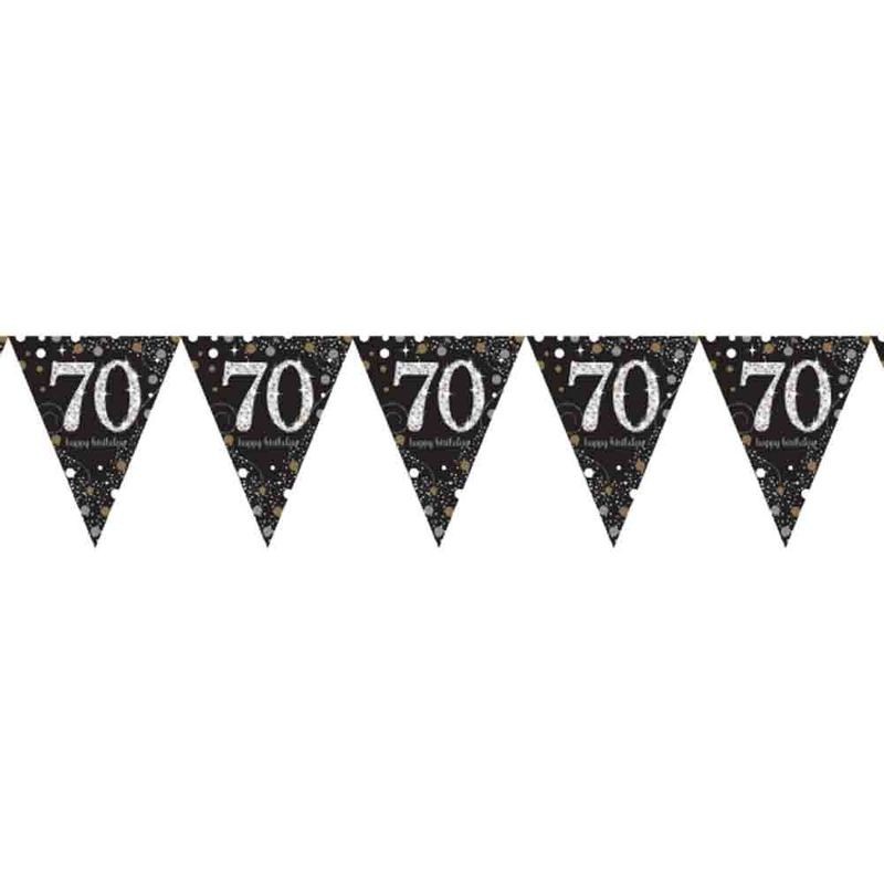 Guirnalda 70 cumpleaños negro y oro 4 metros