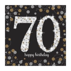 servilletas 70 cumpleanos en negro y oro 20 uds 9901713 13051728366