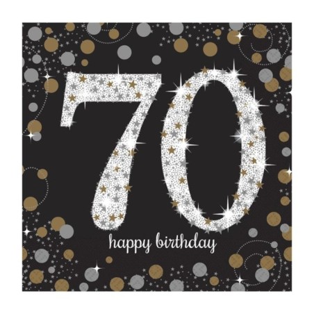 servilletas 70 cumpleanos en negro y oro 20 uds 9901713 13051728366