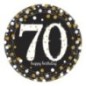 Platos 70 cumpleaños negro y oro 8 uds