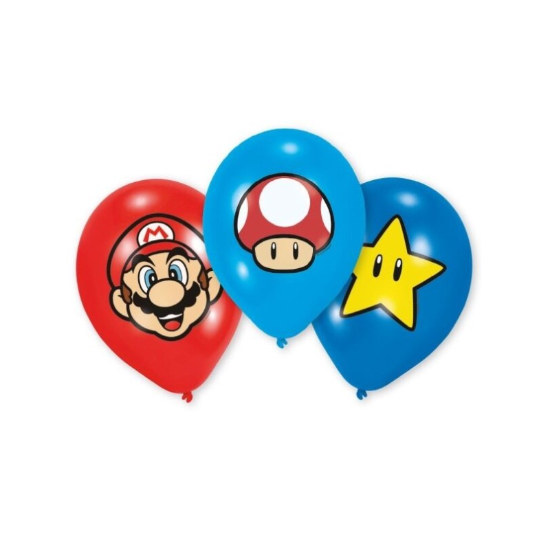 Globos super mario bros 6 uds 28 cm
