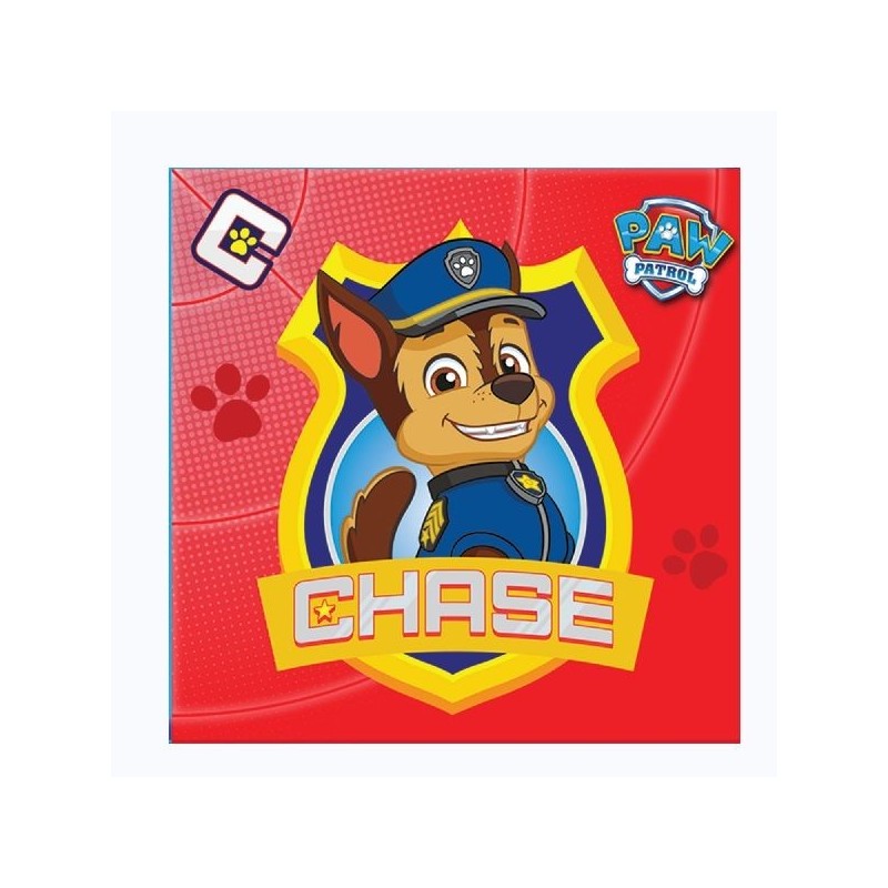 Servilletas Patrulla Canina rojas 16 uds de 33 cm