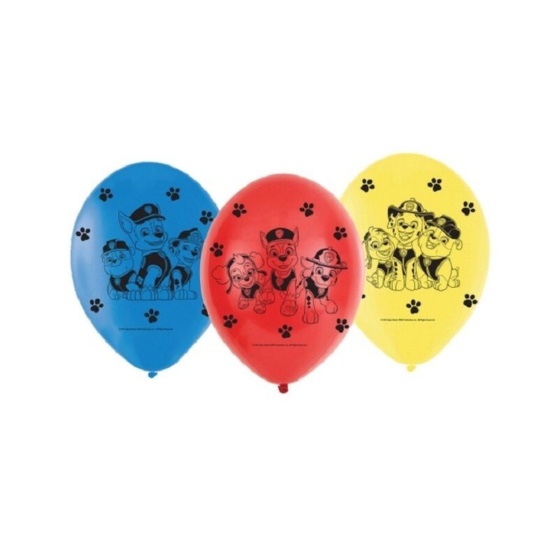 Globos Patrulla Canina latex 6 uds 23 cm