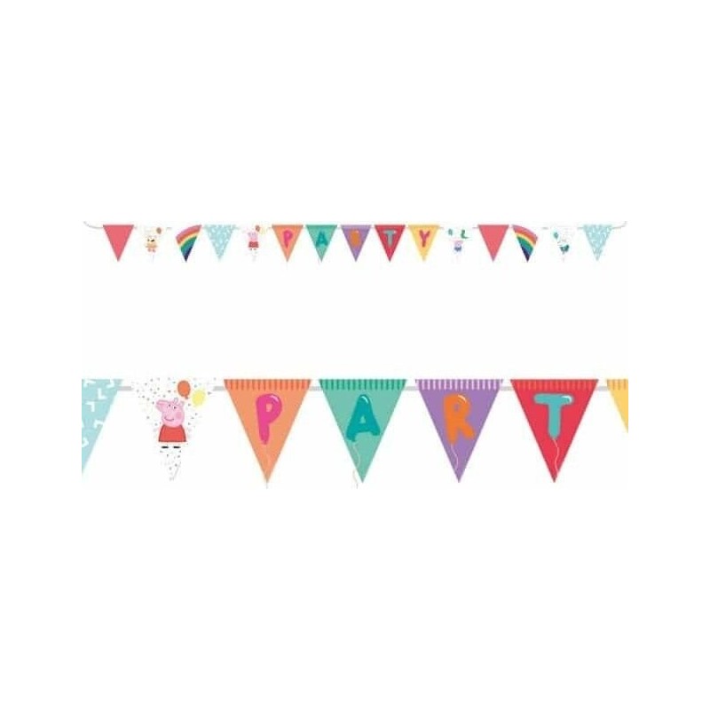 Banderin triangular Peppa Pig cumpleaños 4 mt