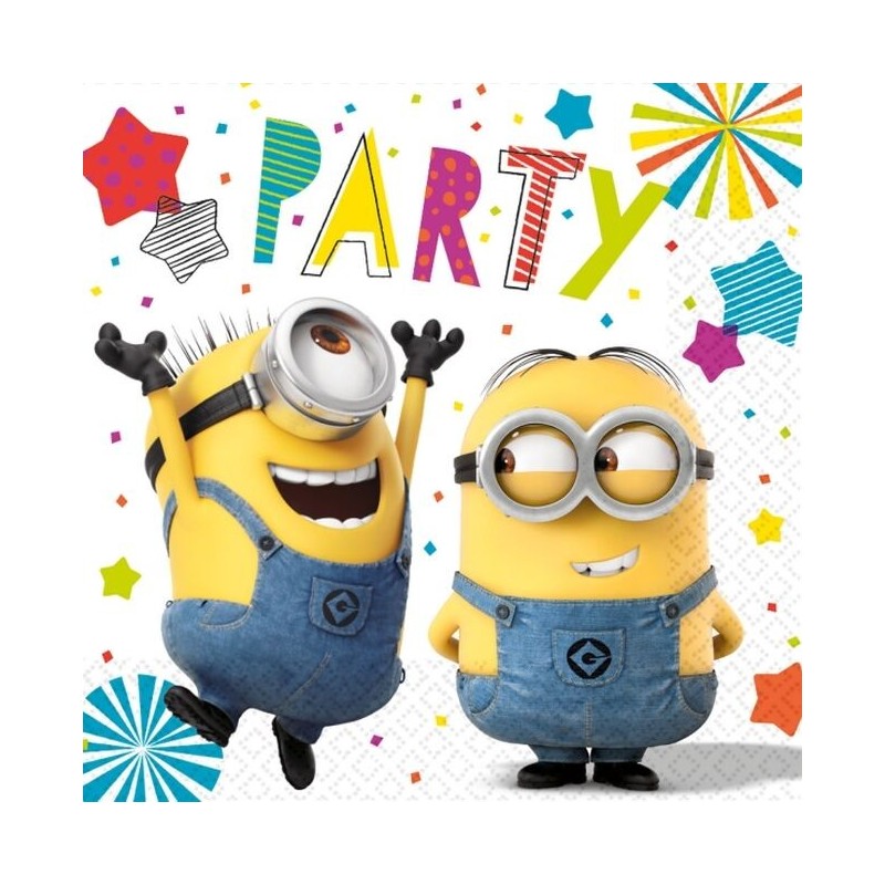 Servilletas Minions para cumpleaños 16 uds de 33 cm