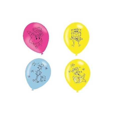 globos bob esponja para cumpleanos 6 uds 27 cm 9907373 194099011716