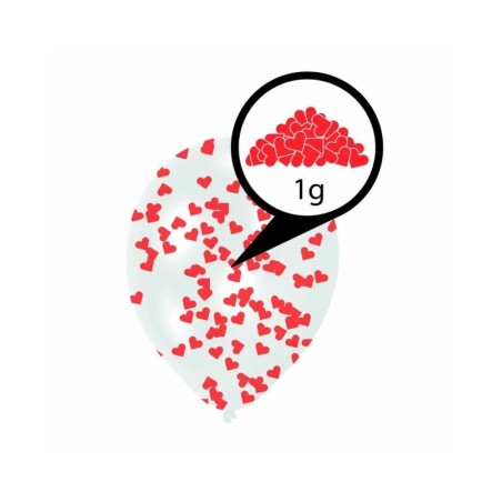 globos latex transparentes con confeti corazones rojos 6 uds 9908070 194099019224