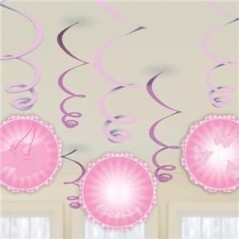 decoracion bautizo nina rosa 6 unid espirales 997298 13051478490