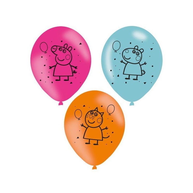 Globos Peppa Pig latex 6 uds 28 cm