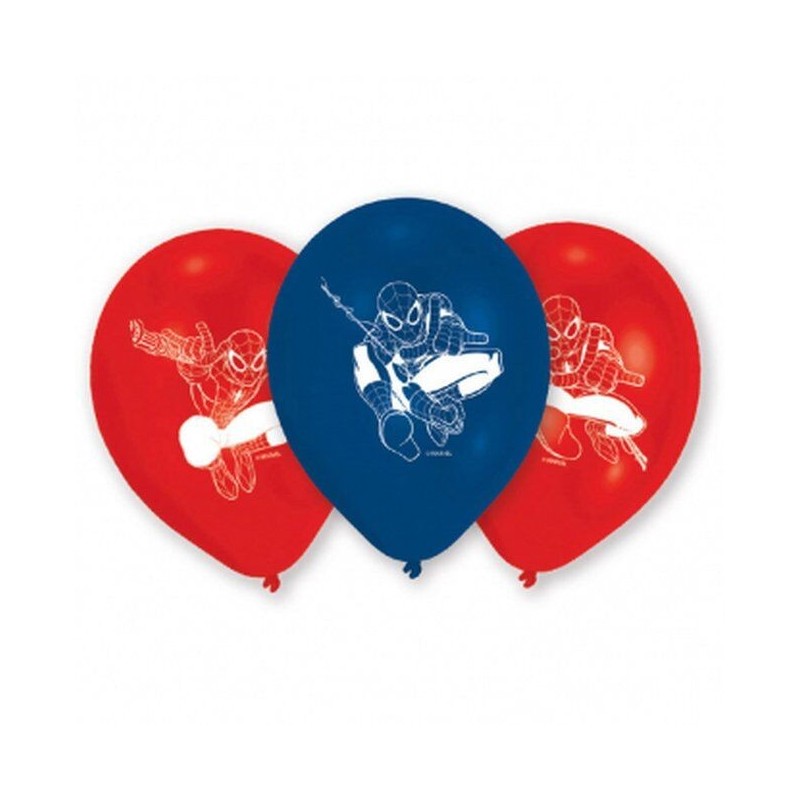 Globos Spiderman latex 6 uds 23 cm