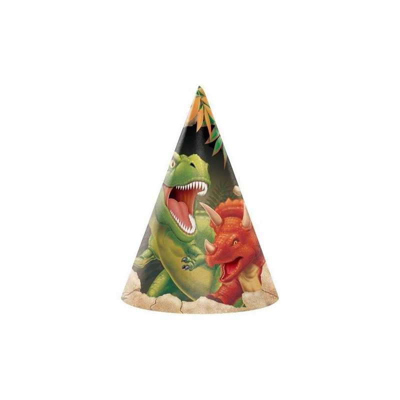 Sombreros cumpleaños dinosaurios 8 uds