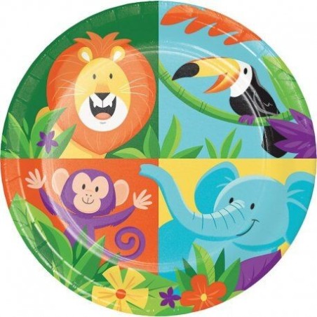 platos cumpleanos animales jungla 8 uds 18 cm CC339766 39938617677