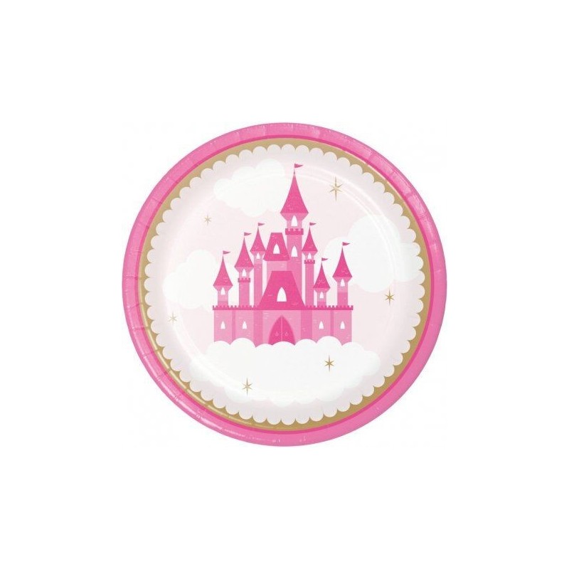 Platos castillo princesas 8 uds 18 cm