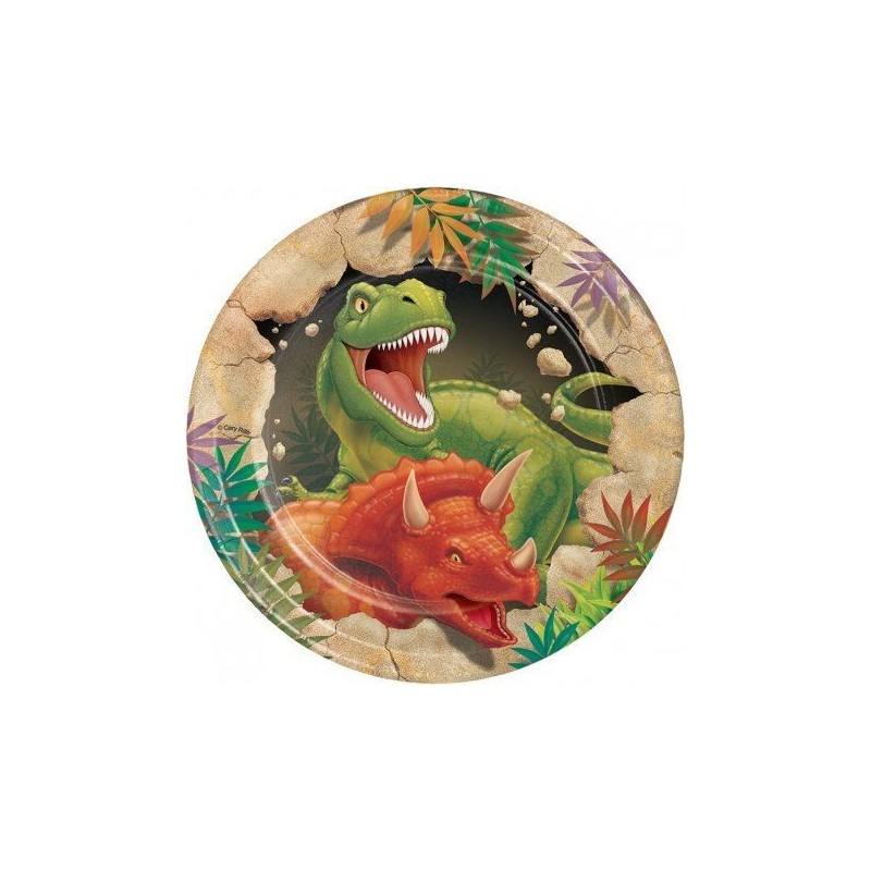 Platos dinosaurio T-Rex 8 uds 18 cm