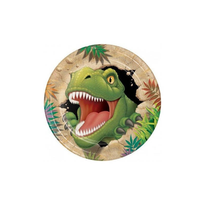 Platos dinosaurio T-Rex 8 uds 23 cm
