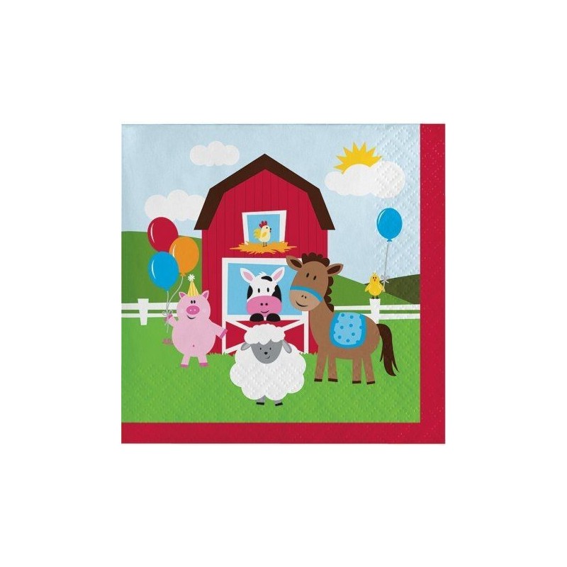 Servilletas animales de la granja 16 uds 25 cm