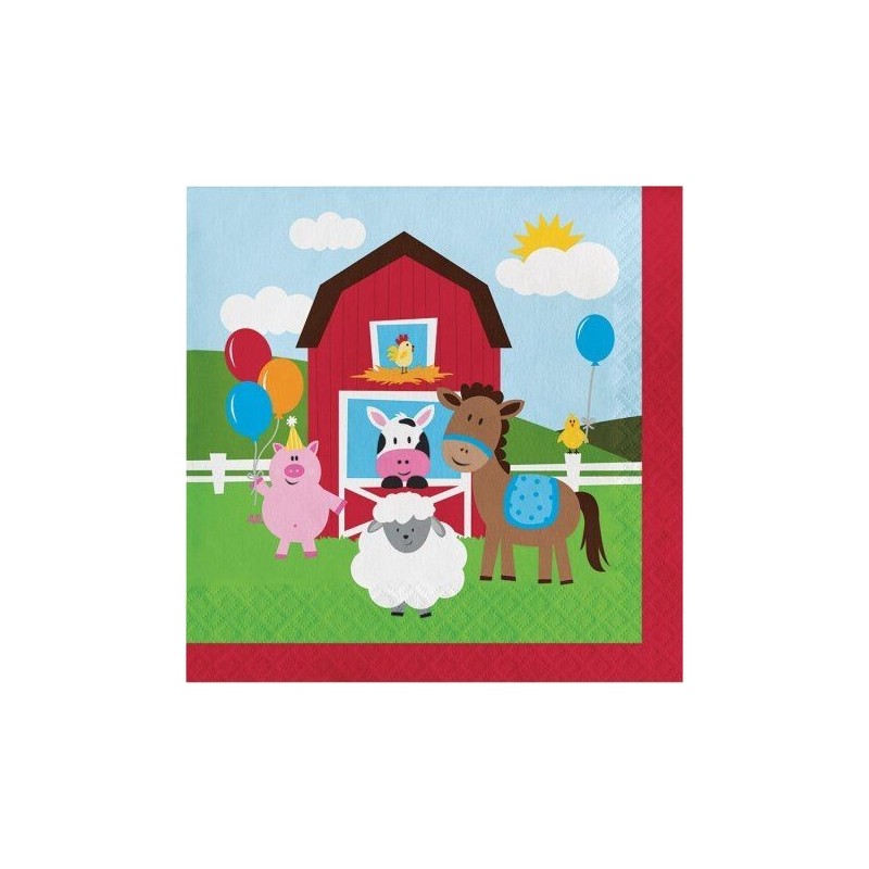 Servilletas animales de la granja 18 uds 33cm
