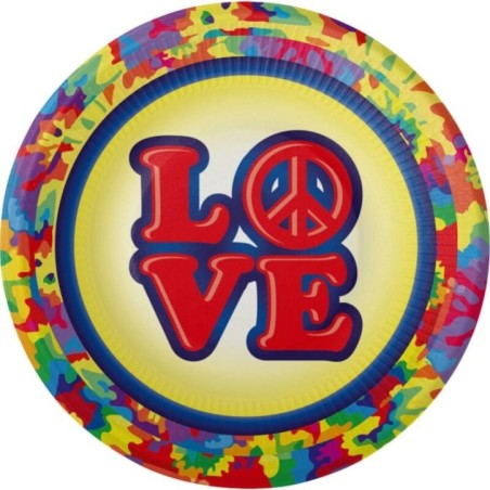 platos hippie 8 uds de 18 cm fiesta anos 60 CV21073 8423138550186