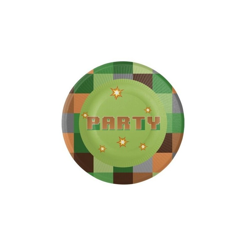 Platos TNT minecraft cumpleaños 8 uds 18 cm
