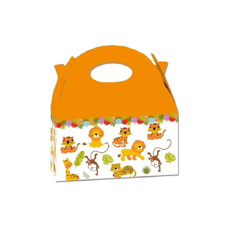 Cajita cumpleaños animales selva 16x10x12 cm Unidad
