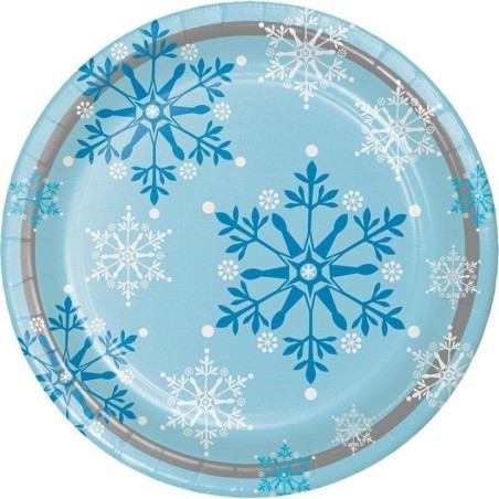 platos copos de nieve azules 8 uds de 23 cm CV22096 8423138522096