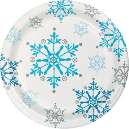 platos copos de nieve blancos 8 uds de 18 cm CV22097 8423138522097