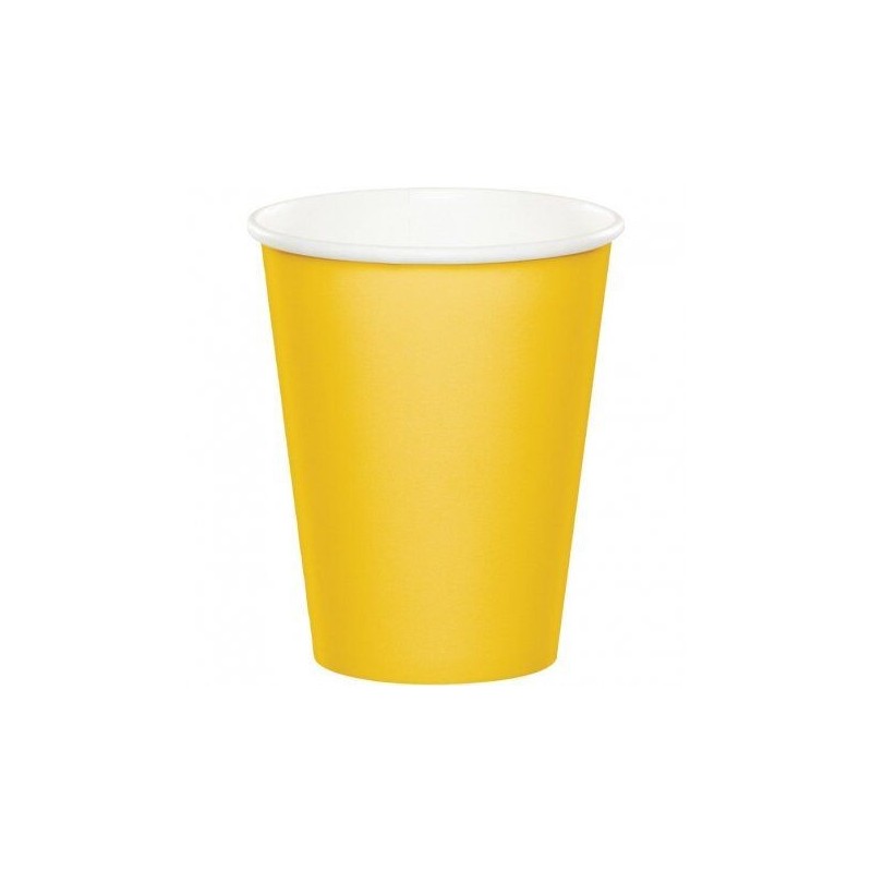 Vasos amarillos carton 8 uds