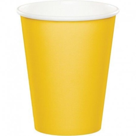Vasos amarillos carton 8 uds
